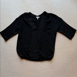 Joie Black V-Neck Silk Blouse Size Small